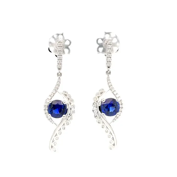 18kt White Gold Sapphire Earrings