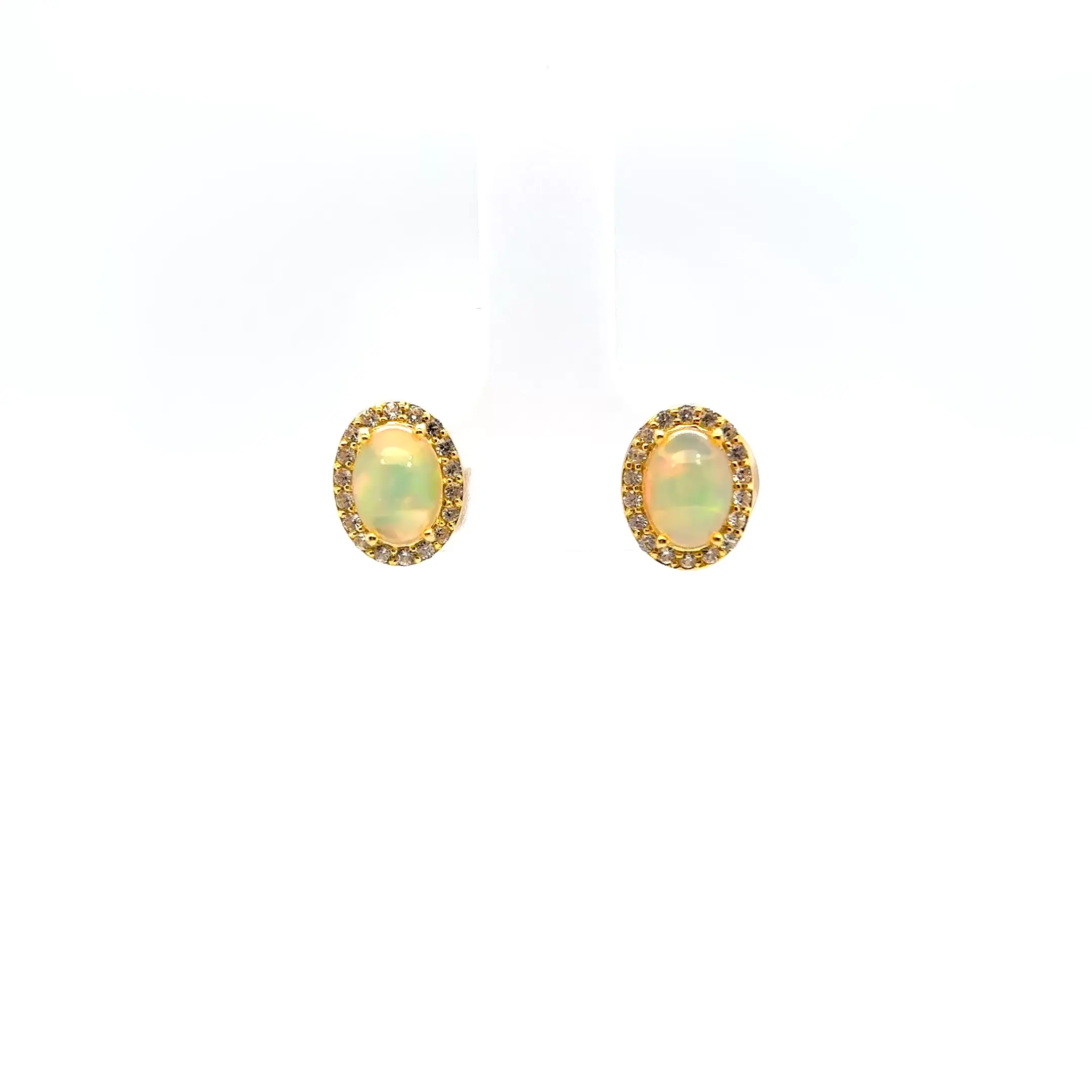 14kt Yellow Gold Opal Earrings