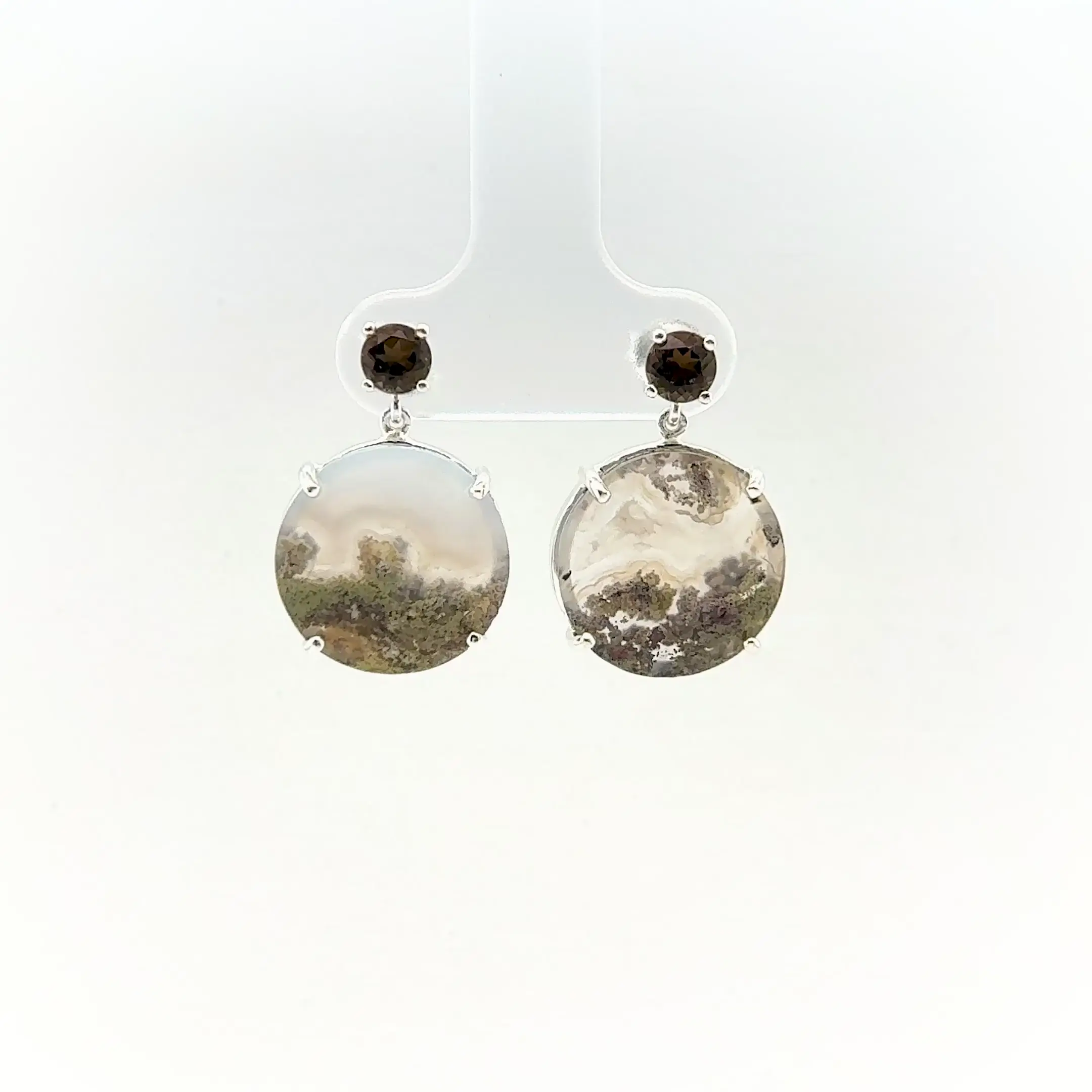 Sterling Silver Moss Agate Earrings