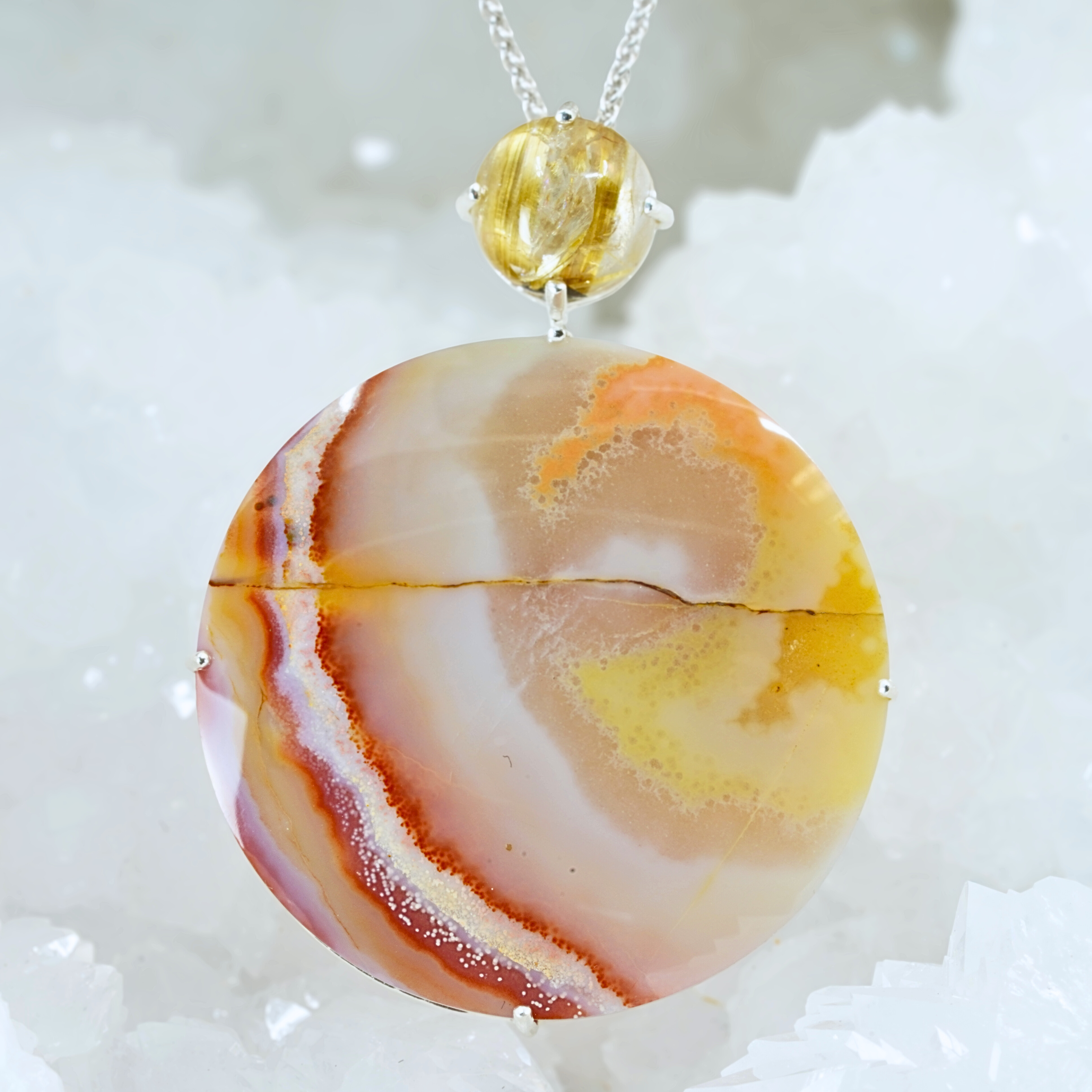 .925 Sterling Silver Agate Pendant