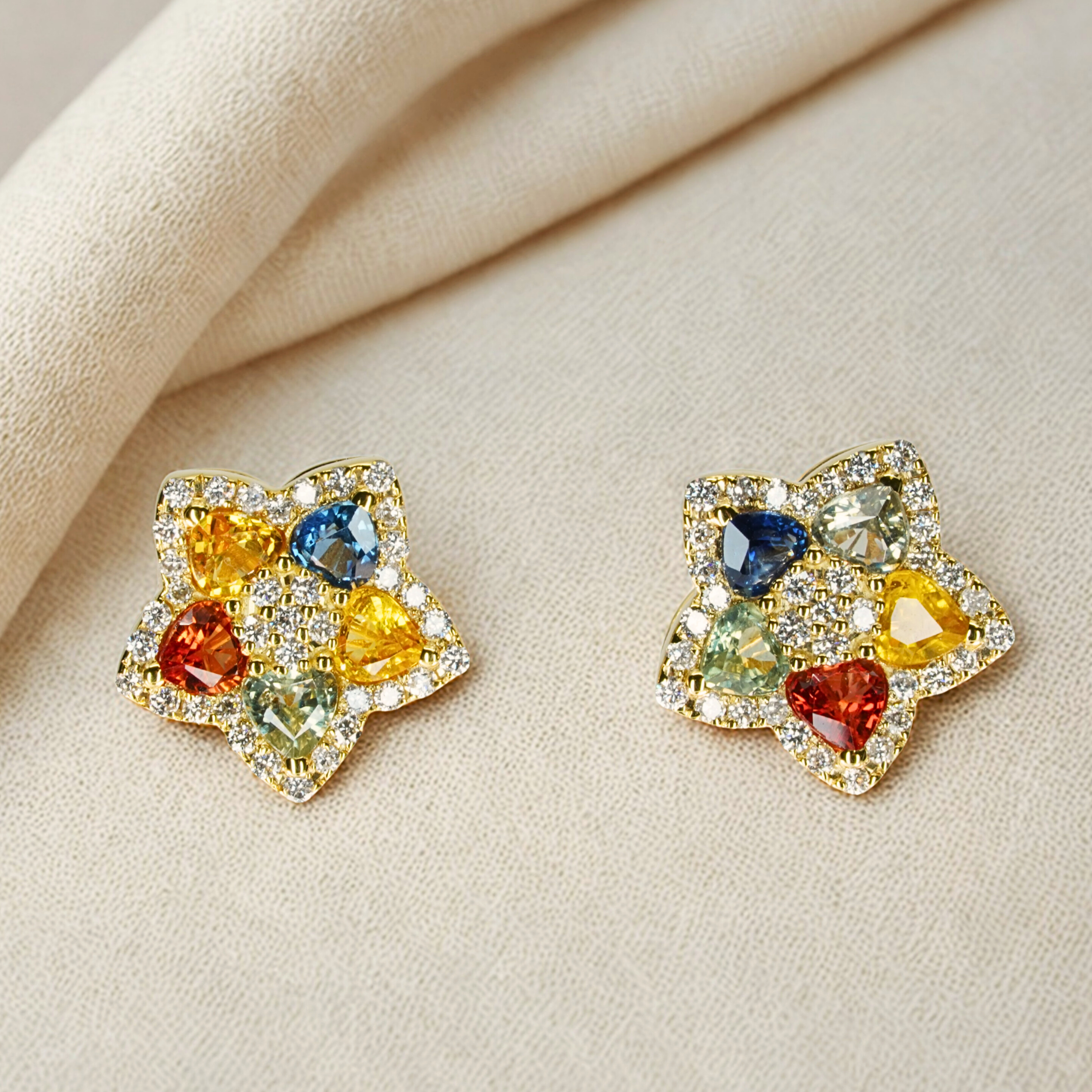 14kt Yellow Gold Sapphire Earrings
