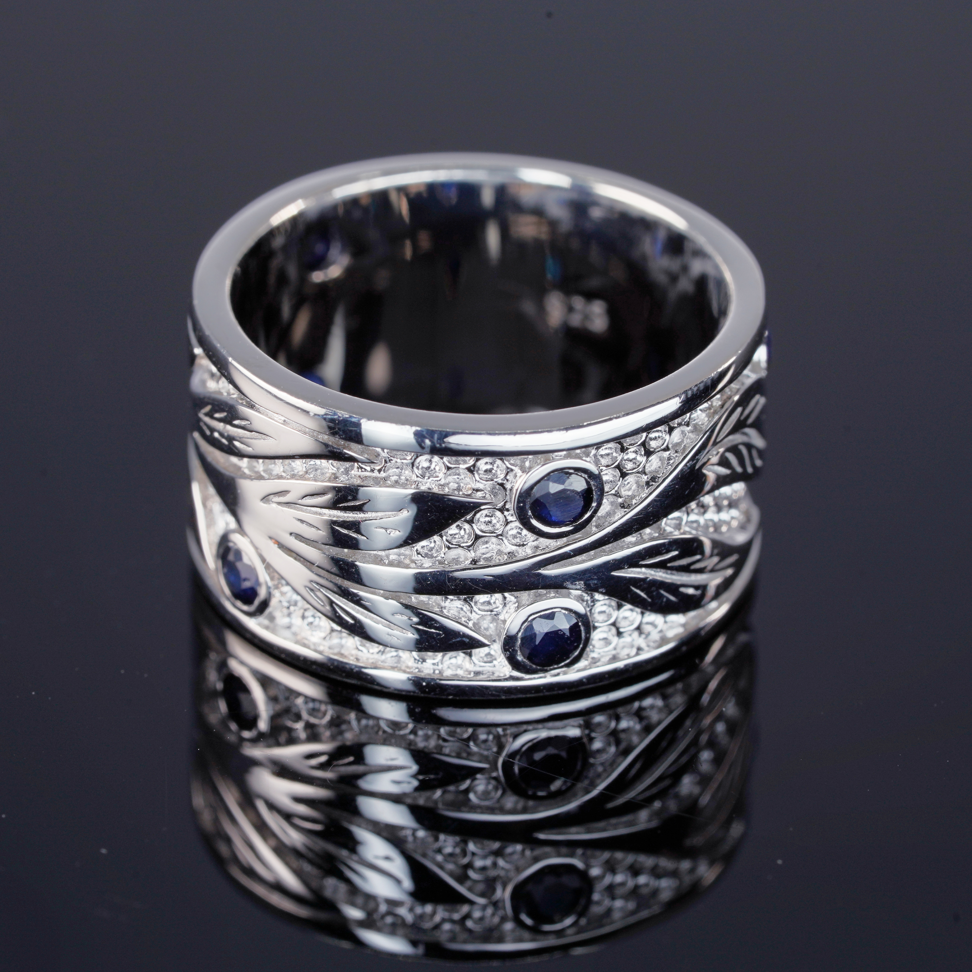 .925 Sterling Silver Sapphire Ring