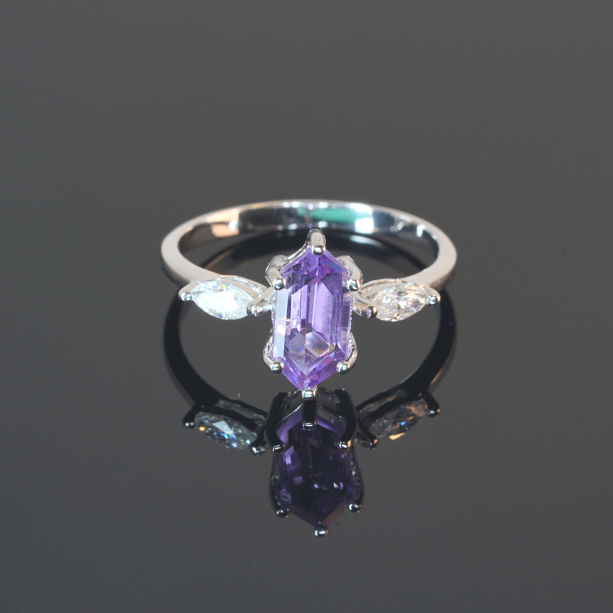 .925 Sterling Silver Amethyst Ring