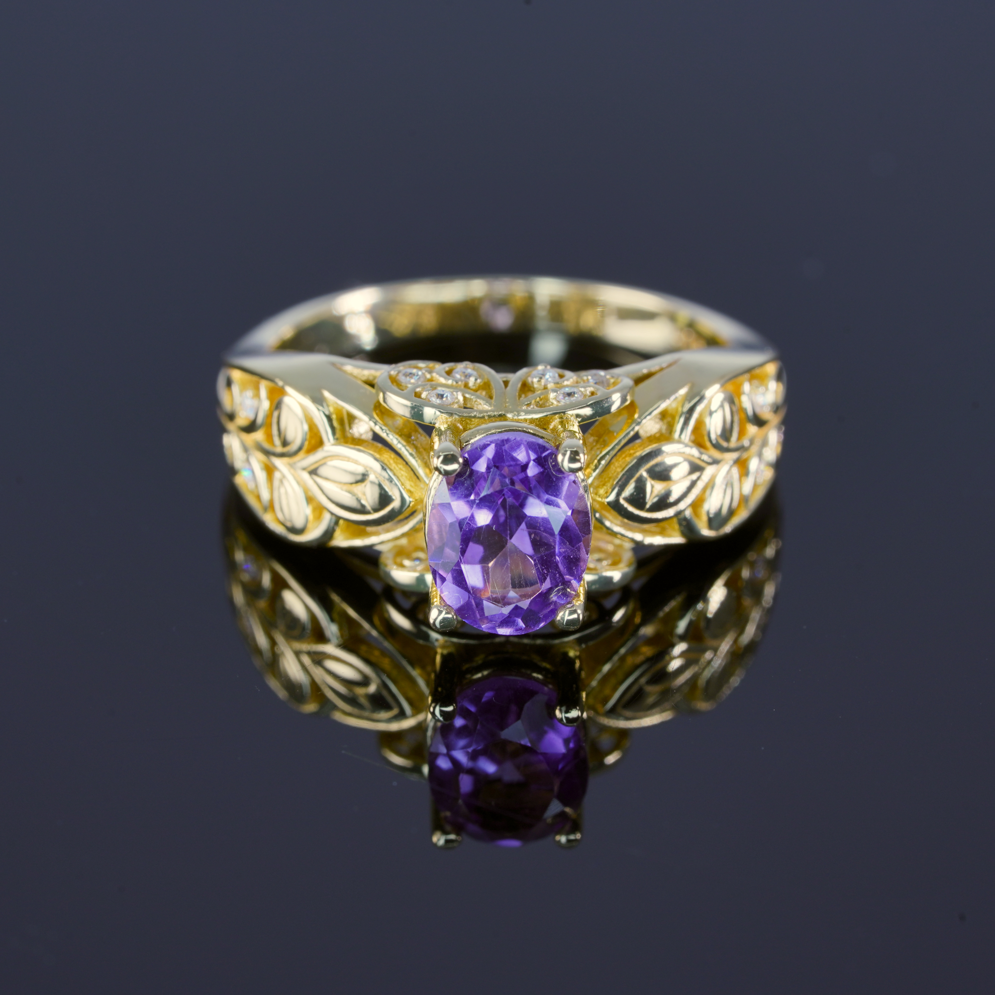 .925 Sterling Silver Amethyst Ring