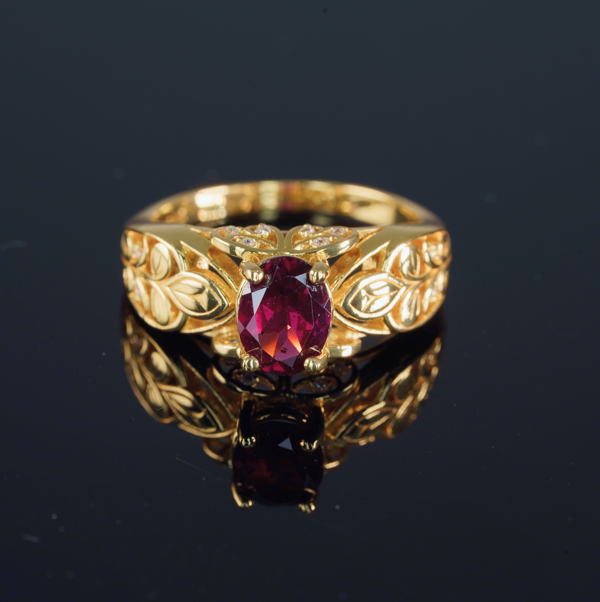 .925 Sterling Silver Garnet Ring